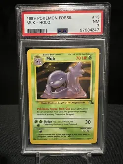 1999 Pokemon Fossil #13 MUK HOLO 13/62 Base Set Series RARE Pokemon Card PSA 7 - Image 1