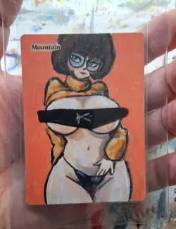 Altered MtG Hand Painted Mountain One Of A Kind Anime - Image 2