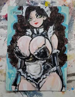 Altered MtG Hand Painted Plains One Of A Kind Anime Girl - Image 1