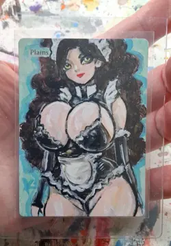 Altered MtG Hand Painted Plains One Of A Kind Anime Girl - Image 2