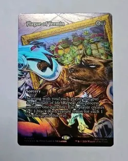 MTG Plague of Vermin #0007 FOIL BORDERLESS Source Material TMNT Mythic Rare PZA - Image 1
