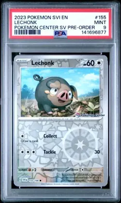 2023 POKEMON SV POKEMON CENTER SCARLET & VIOLET PRE-ORDER #155 LECHONK PSA 9 - Image 1