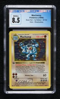 Machamp Holo Shadowless 1st Ed. Pokemon Base Set CGC 8.5 1999 - Image 1