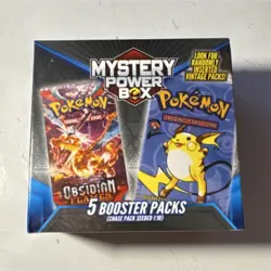 Pokemon Mystery Power Box 5 Booster Packs Charizard Pikachu Vintage Packs - Image 1