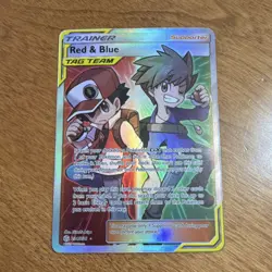 Pokemon Red & Blue TAG TEAM Full Art Ultra Rare Holo 234/236 Cosmic Eclipse - Image 1