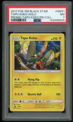 Pokemon TCG Tapu Koko Holo Black Star Promo SM31 Pin Collection PSA 7 NM - Image 1