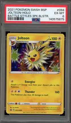 Pokemon Jolteon Battle Styles 3 Pk. Blister Black Star Holo Promo SWSH094 PSA 6 - Image 1