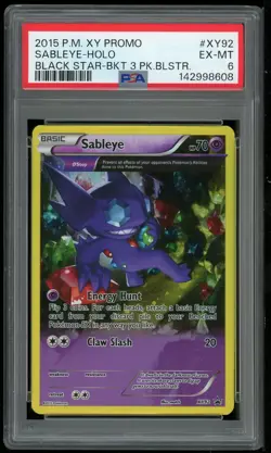 Pokemon TCG Sableye Holo Black Star Promo XY92 3 Pack Blister PSA 6 EX-MT - Image 1