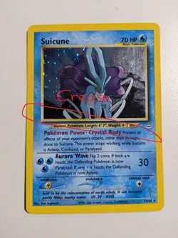 Pokemon Nintendo Suicune Neo Revelation Holo Rare HP/Damaged 14/64 English 2001 - Image 3