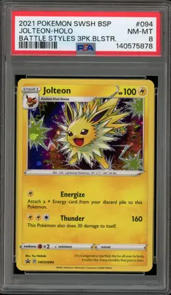 Pokemon Jolteon Battle Styles 3 Pk. Blister Black Star Holo Promo SWSH094 PSA 8 - Image 1