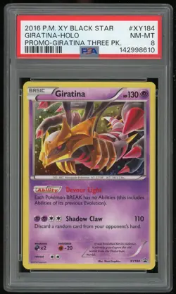Pokemon TCG Giratina Holo Black Star Promo XY184 3 Pack Blister PSA 8 NM-MT - Image 1