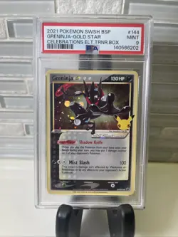2021 POKEMON SWSH PROMO CELEBRATIONS ETB #144 GRENINJA-GOLD STAR PSA 9 - Image 1