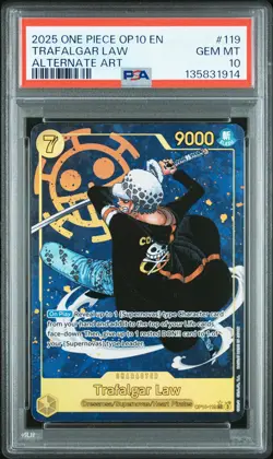 2025 ONE PIECE OP10-ROYAL BLOOD ALTERNATE ART #119 TRAFALGAR LAW PSA 10 - Image 1