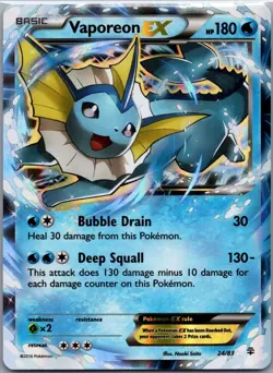 Vaporeon ex 24/83 - Pokemon TCG XY: Generations - Ultra Rare (NM) - Image 1
