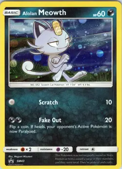 Alolan Meowth SM43 - Pokemon TCG Sun & Moon Black Star Promos - Holo (NM) - Image 1
