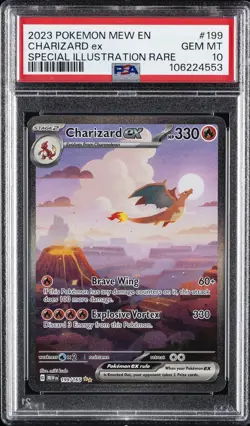 2023 POKEMON MEW EN-151 SPECIAL ILLUSTRATION RARE #199 CHARIZARD EX PSA 10 - Image 1