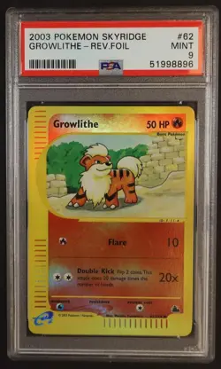 2003 Pokemon Skyridge Reverse Holo Growlithe #62 PSA 9 - Image 1