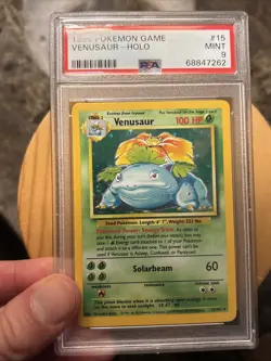 1999 POKEMON BASE SET UNLIMITED #15 VENUSAUR-HOLO PSA 9 - Image 3