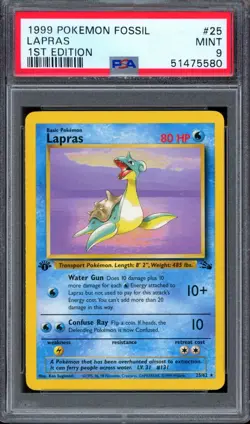 PSA 9 Pokemon 1999 1st Edition Fossil Lapras Rare #25 - Image 1