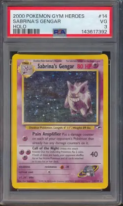 2000 Pokemon Gym Heroes 14 Sabrina's Gengar Holo PSA 3 VG - 143617392 - Image 1