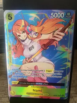 One Piece Card Game Nami SR OP08-106 Parallel Two Legends Foil Alt Art - Image 1