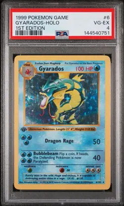 PSA 4 1st Edition Gyarados 6/102 Base Set Shadowless 1999 Holo Rare Pokemon Card - Image 1