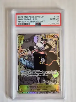 PSA 10 GM One Piece Card Trafalgar Law Manga Alt Art OP10-119 Royal Blood JPN - Image 1