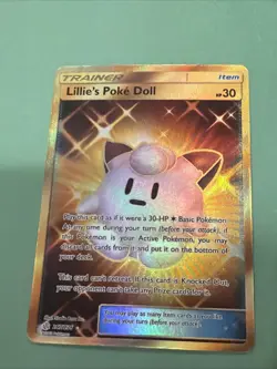 Pokemon TCG Lillie's Poke Doll Cosmic Eclipse Secret Rare Gold Card 267/236 - Image 1