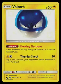 Pokemon Card - Voltorb Hidden Fates SV13/SV94 Shiny Holo Rare - Image 1