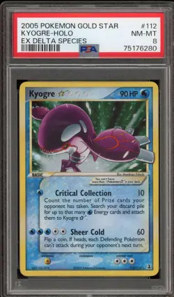 Pokemon Kyogre Gold Star EX Delta Species Holo Rare #112 PSA 8 - Image 1