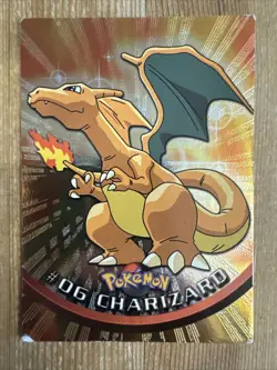 Charizard #06 1999 Pokemon Topps TV Animation Rainbow Foil Black Logo DAMAGED - Image 1