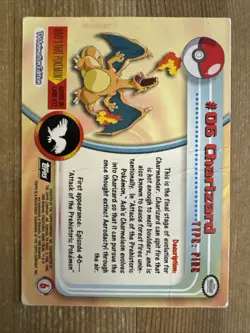 Charizard #06 1999 Pokemon Topps TV Animation Rainbow Foil Black Logo DAMAGED - Image 2