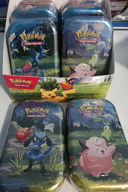 Pokemon TCG Mega Evolution Ascended Heroes Mini Tins Lot 8 Sealed + Display Box - Image 1