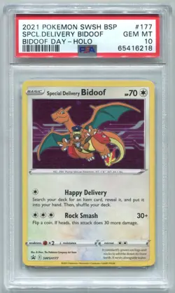 Pokemon Special Delivery Bidoof Day P.M. Center Holo Promo SWSH177 PSA 10 - Image 1