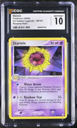 CGC 10 GEM MINT Starmie 2004 EX Hidden Legends 49/101 Reverse Holo Pokemon Card - Image 1