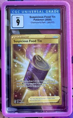 Pokemon TCG Suspicious Food Tin Champion's Path 080/073 Holo Secret Rare CGC 9 - Image 1