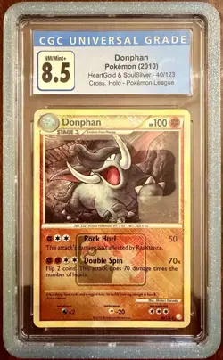 2010 POKEMON HEARTGOLD & SOULSILVER #40 DONPHAN Crosshatch HOLO CGC 8.5 - Image 1