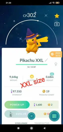 Pokemon Shiny Pikachu wearing a Witch Hat - XXL size - T.r.a.d.e 20k stardust - Image 1