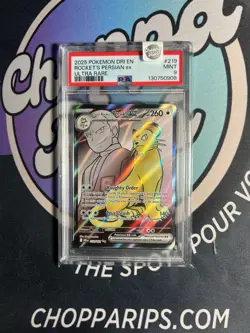 Pokemon Destined Rivals TR’s Persian EX Full Art Ultra Rare Holo #219/182 PSA 9 - Image 1