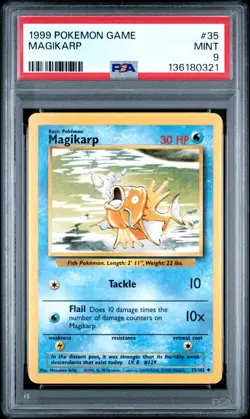 1999 POKEMON BASE SET UNLIMITED #35 MAGIKARP PSA 9 - Image 1
