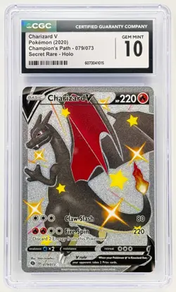 2020 Pokemon Secret Rare Path Champions Holo Shiny #079 Charizard V CGC 10 - Image 1