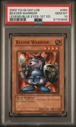 Beaver Warrior LOB-064 1st Edition Common Yugioh PSA 10 *696 - Image 1