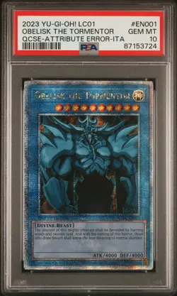 Obelisk The Tormentor LC01-EN001 QCR Attribute Error-italian Yugioh PSA 10 *724 - Image 1