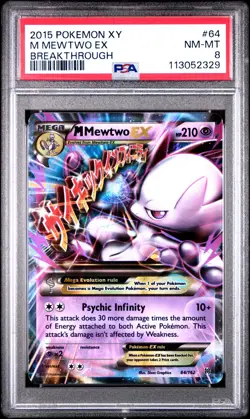 2015 POKEMON XY BREAKTHROUGH M MEWTWO EX #64 PSA 8 NM #113052329 - Image 1