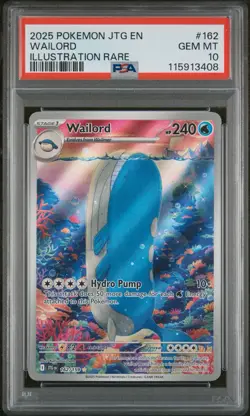 Pokemon TCG Wailord 162/159 Journey Together Gem Mint PSA 10 Illustration Rare - Image 1