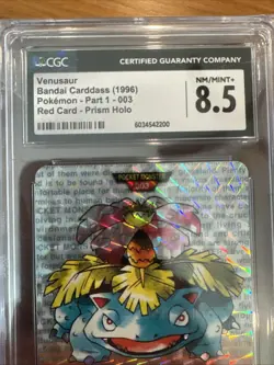 CGC 8.5 Venusaur #003 1996 Carddass Vending Prism Japanese Pokemon Card Red - Image 3