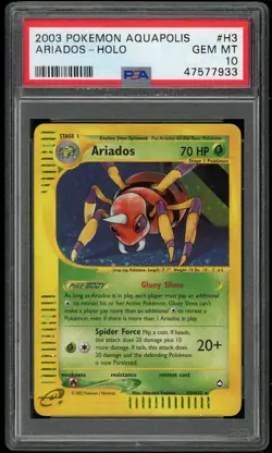 Pokemon TCG Ariados Holo Rare H3/H32 Aquapolis PSA 10 Gem Mint WOTC E-Reader - Image 1