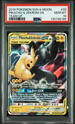 Pikachu & Zekrom GX 33/181 Pokemon Sun & Moon Tag Team Up #33 GEM MINT PSA 10 - Image 1