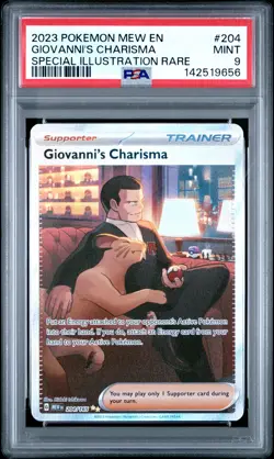 2023 POKEMON MEW EN-151 SPECIAL ILLUSTRATION RARE #204 GIOVANNI'S CHARISMA PSA 9 - Image 1