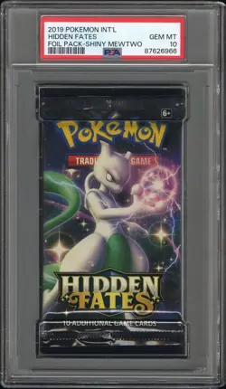 PSA 10 GEM MINT Hidden Fates Booster Pack Shiny Mewtwo Art Pokemon 2019 - Image 1
